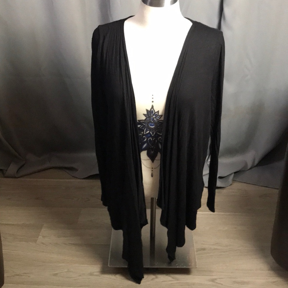 H&M Basic Black Ling Pocket Cardigan Lightweight Sweater SZ M